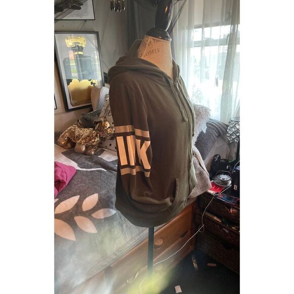 VS Pink Stretch Fleece Full-Zip Hoodie hooded jacket sweatshirt - Picture 3 of 6